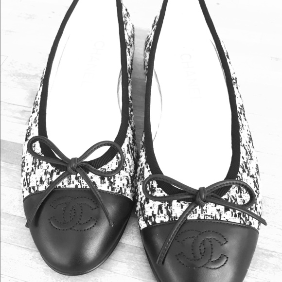 Auth CHANEL Classic sequin tweed Ballerina size6.5 - Picture 1 of 6